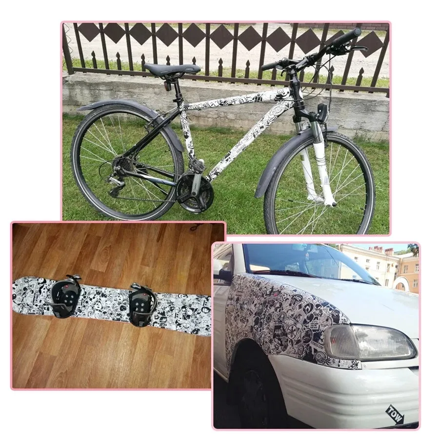 100 pieces Transparent Graffiti DIY Black and White Random Sticker Bomb Decals