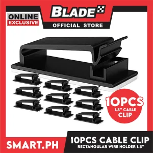 10pcs Cable Clip Rectangular Multipurpose Wire Organizer Clips with Strong Adhesive for Tablet PC Laptop Computer TV Home Office Car