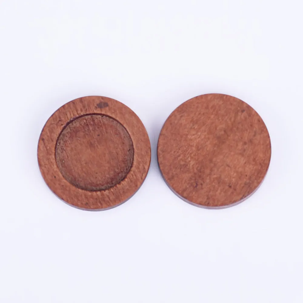 12mm Round Wooden Pendant Tray Bezel Setting Blanks wood Bezel Cup unfinished wooden jewel supply red coffee 20pcs