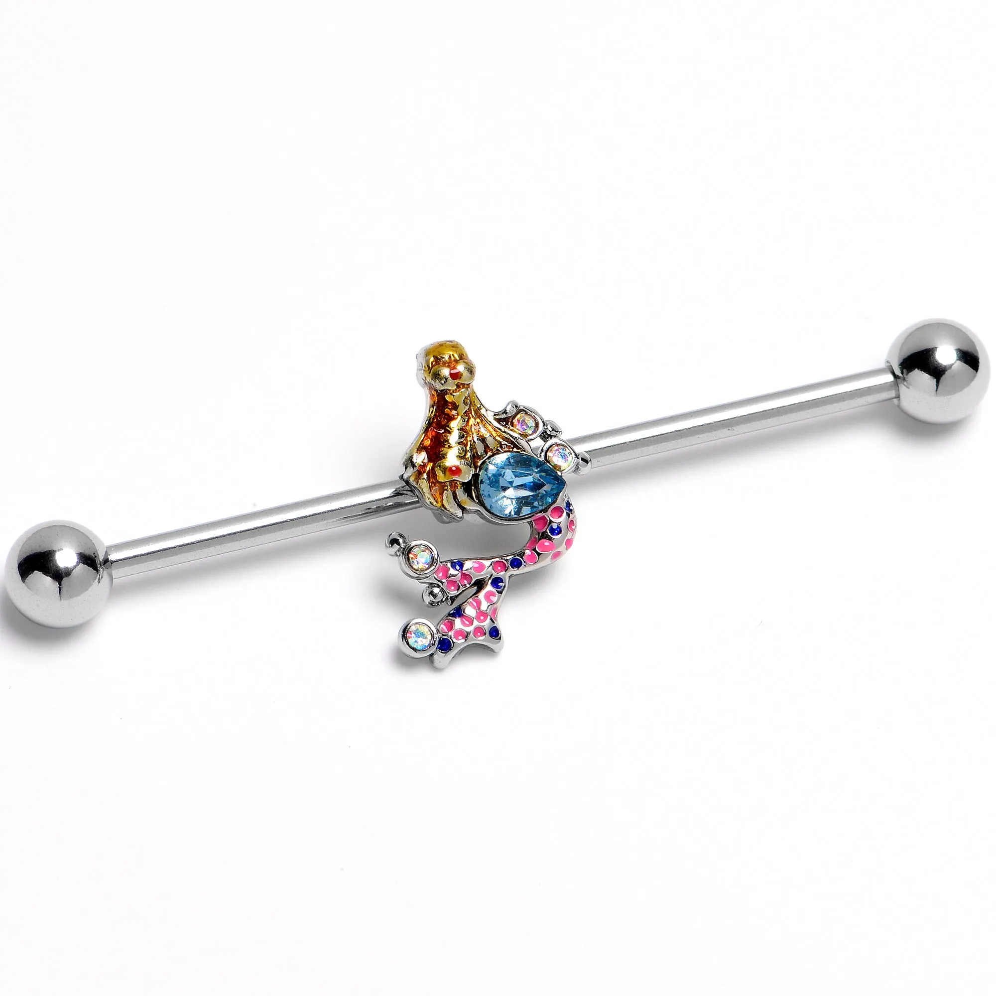 14 Gauge Abstract Mermaid Industrial Barbell 38mm