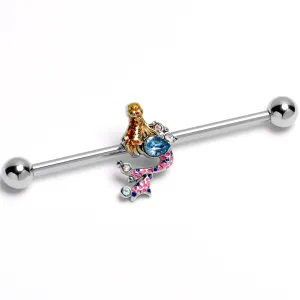 14 Gauge Abstract Mermaid Industrial Barbell 38mm