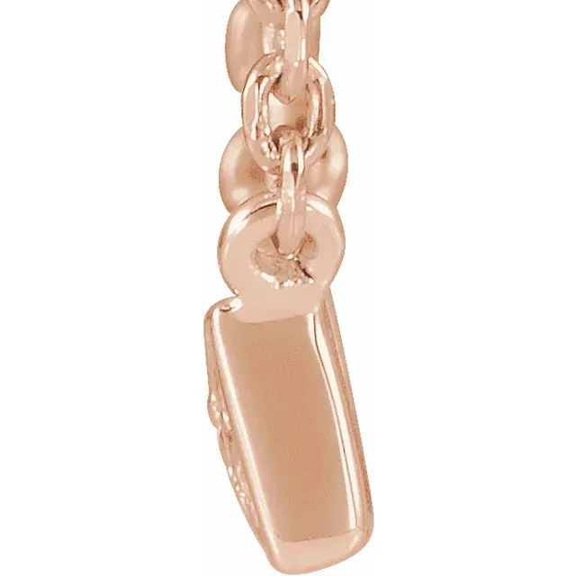 14K Rose .05 CTW Diamond Bar 18" Necklace
