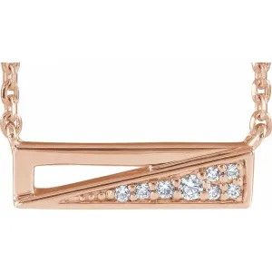 14K Rose .05 CTW Diamond Bar 18" Necklace