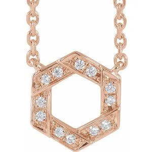 14K Rose .06 CTW Diamond Geometric 16-18" Necklace
