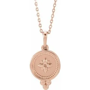 14K Rose Beaded Disc 16-18" Necklace