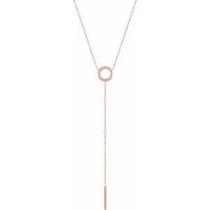 14K Rose Circle & Bar "Y" 16-18" Necklace