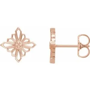14K Rose Geometric Earrings with Backs