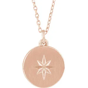 14K Rose Starburst Disc 16-18" Necklace