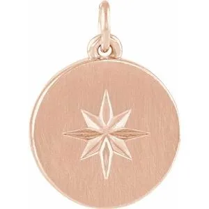 14K Rose Starburst Disc Pendant