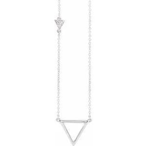 14K White .05 CTW Diamond Triangle 16-18" Necklace