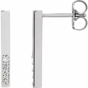 14K White .07 CTW Diamond Bar Earrings