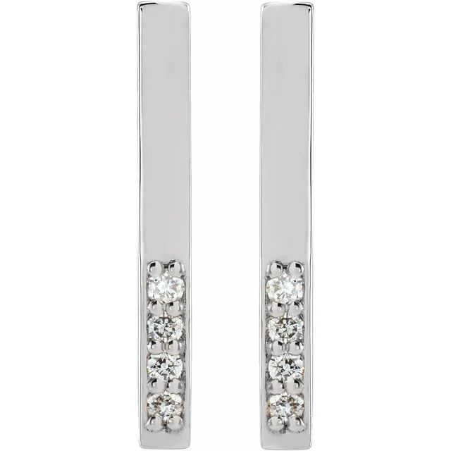 14K White .07 CTW Diamond Bar Earrings
