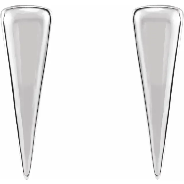 14K White 12x3.27 mm Triangle Earrings