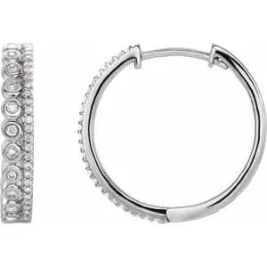 14K White 1/3 CTW Diamond Geometric Hoop Earrings