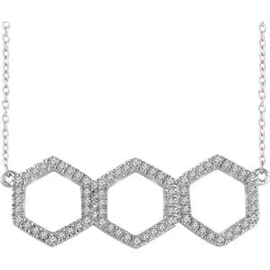 14K White 1/4 CTW Diamond Geometric 16-18" Necklace