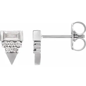 14K White 1/4 CTW Diamond Geometric Earrings