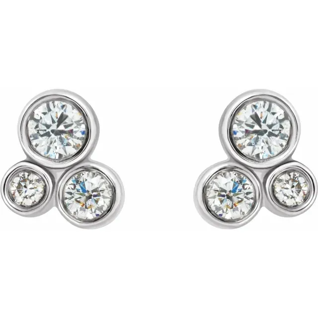 14K White 1/5 CTW Diamond Geometric Cluster Earrings