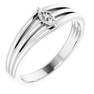 14K White 1/8 CT Diamond Geometric Ring