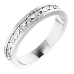 14K White 4 mm Geometric Pyramid Band Size 10