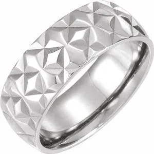 14K White 7 mm Geometric Band Size 9