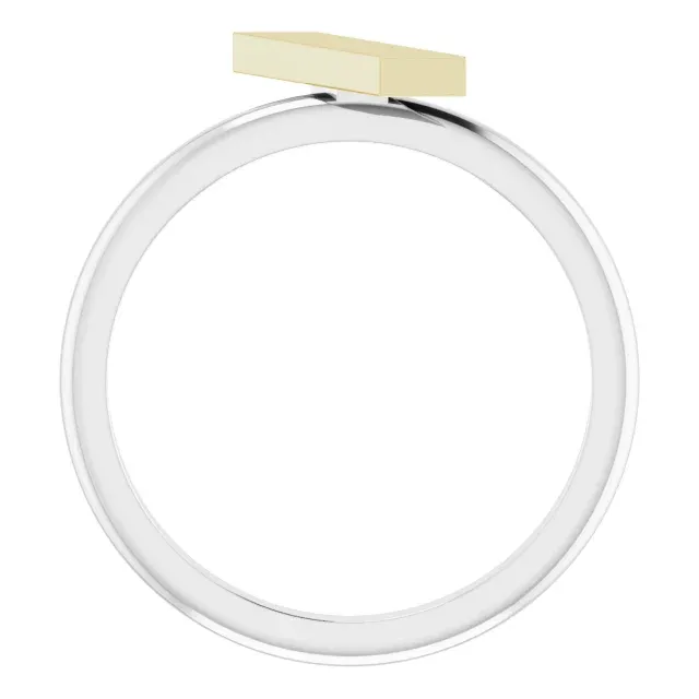 14K White & Yellow Stackable Bar Ring