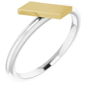 14K White & Yellow Stackable Bar Ring