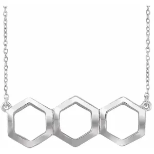 14K White Geometric 16-18" Necklace