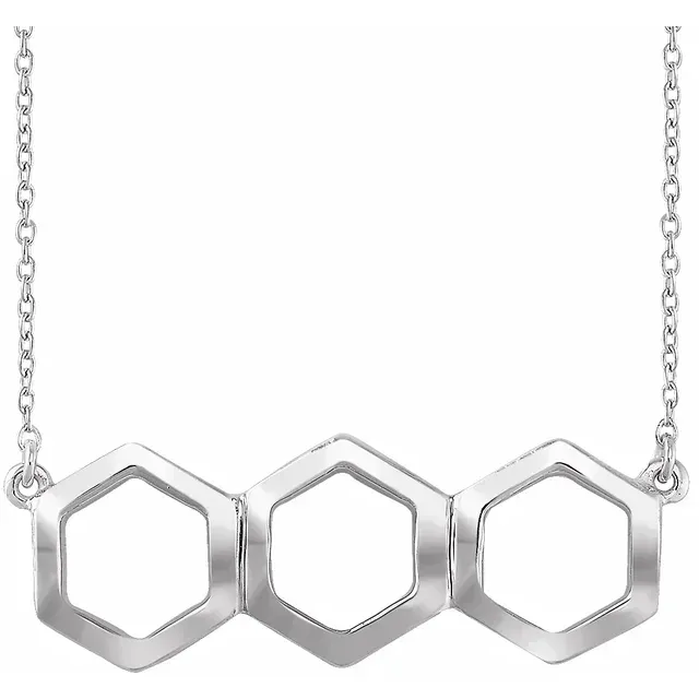 14K White Geometric 16-18" Necklace