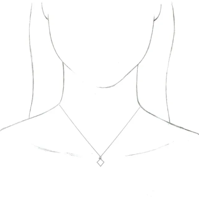 14K White Geometric 16-18" Necklace