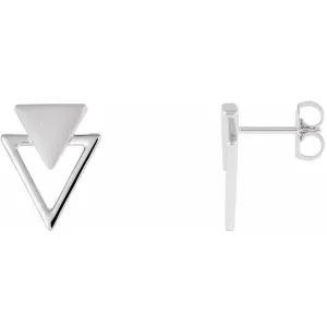 14K White Geometric Earrings