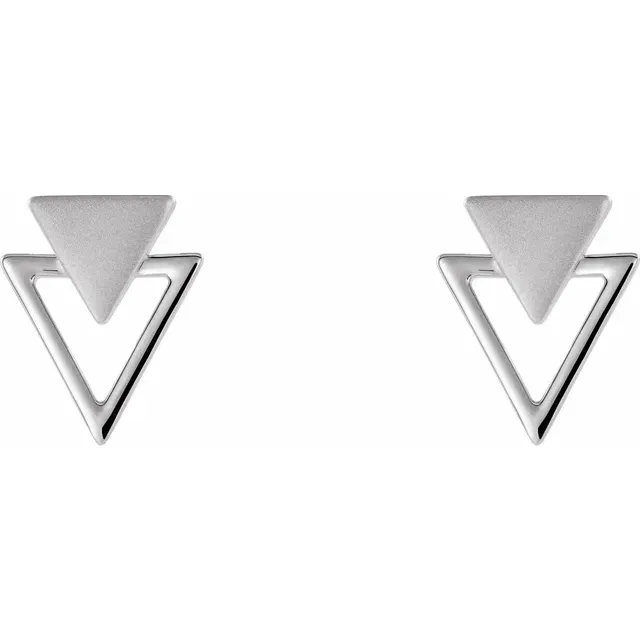 14K White Geometric Earrings