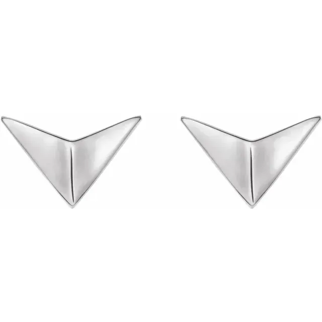 14K White Geometric Earrings
