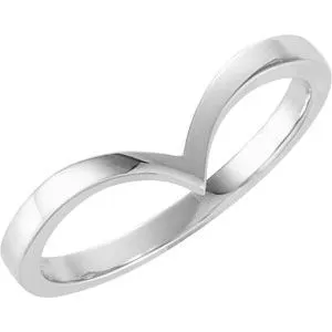 14K White "V" Ring