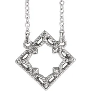 14K White Vintage-Inspired Geometric 16" Necklace