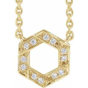 14K Yellow .06 CTW Diamond Geometric 16-18" Necklace