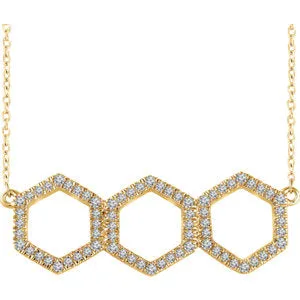 14K Yellow 1/4 CTW Diamond Geometric 16-18" Necklace