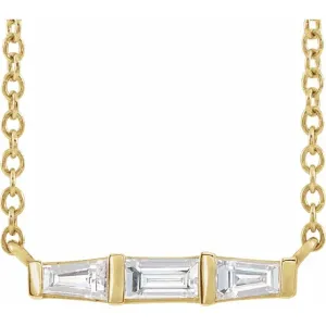 14K Yellow 1/8 CTW Diamond Bar 18" Necklace