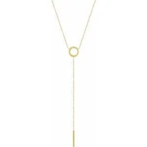 14K Yellow Circle & Bar "Y" 16-18" Necklace