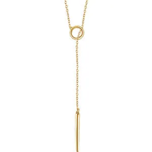 14K Yellow Circle and Bar "Y" 18" Necklace