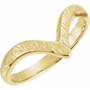14K Yellow Grooved "V" Ring