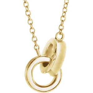 14K Yellow Interlocking Rings 16" Necklace