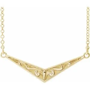 14K Yellow Sculptural "V" 18" Necklace