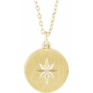 14K Yellow Starburst Disc 16-18" Necklace