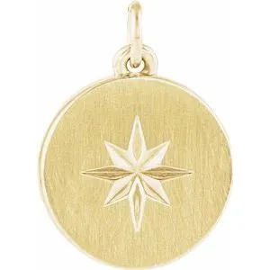 14K Yellow Starburst Disc Pendant