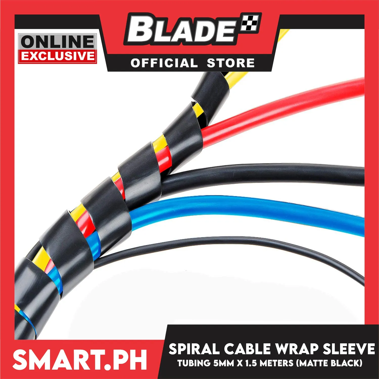 1.5m Cable Holder, Spiral Cable Wrap Sleeve Tubing 5mm (Matte Black)
