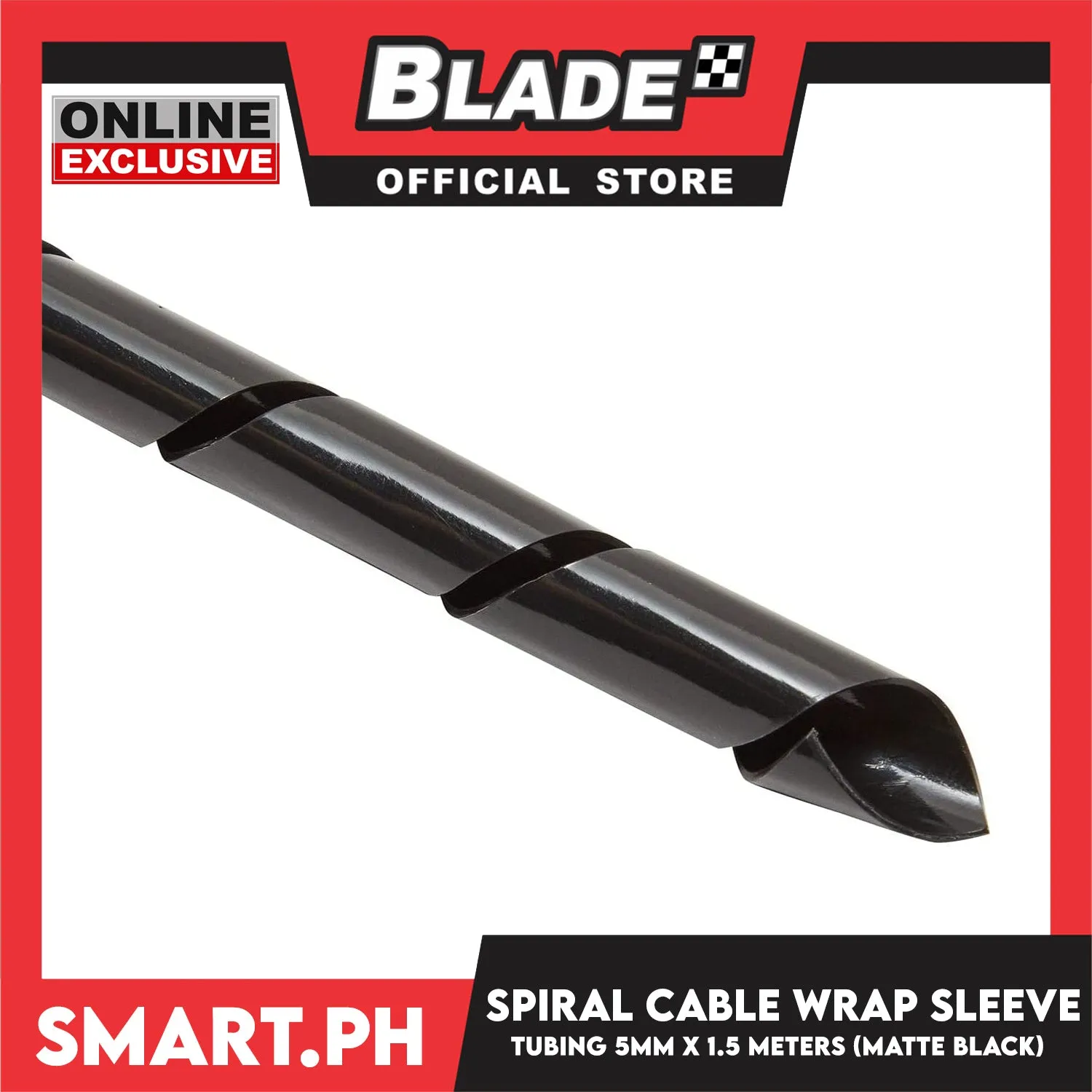 1.5m Cable Holder, Spiral Cable Wrap Sleeve Tubing 5mm (Matte Black)
