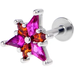 16 Gauge 1/4 Pink Orange Gem Abstract Fire Labret