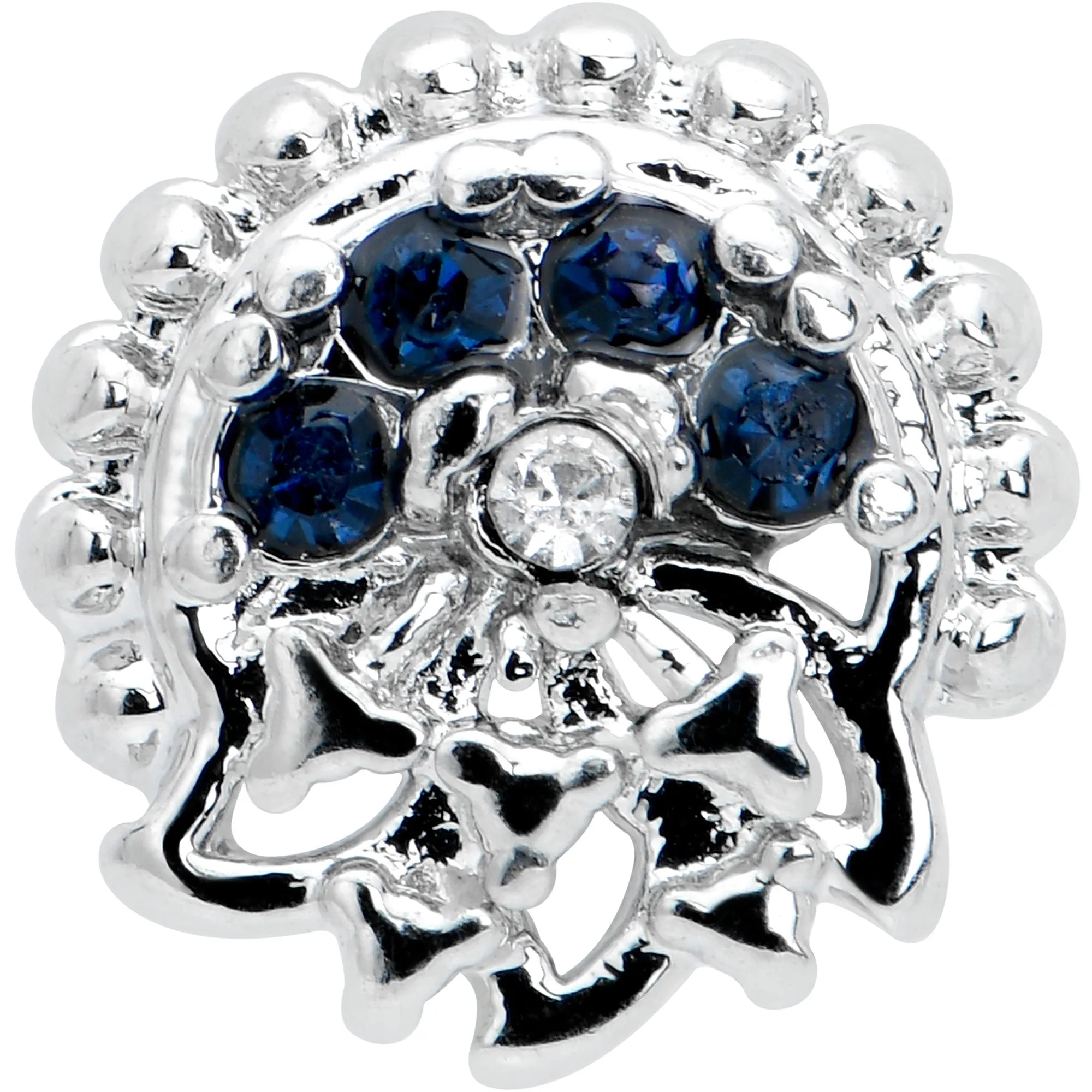 16 Gauge 5/16 Blue Clear Gem Abstract Arch Labret Monroe Tragus