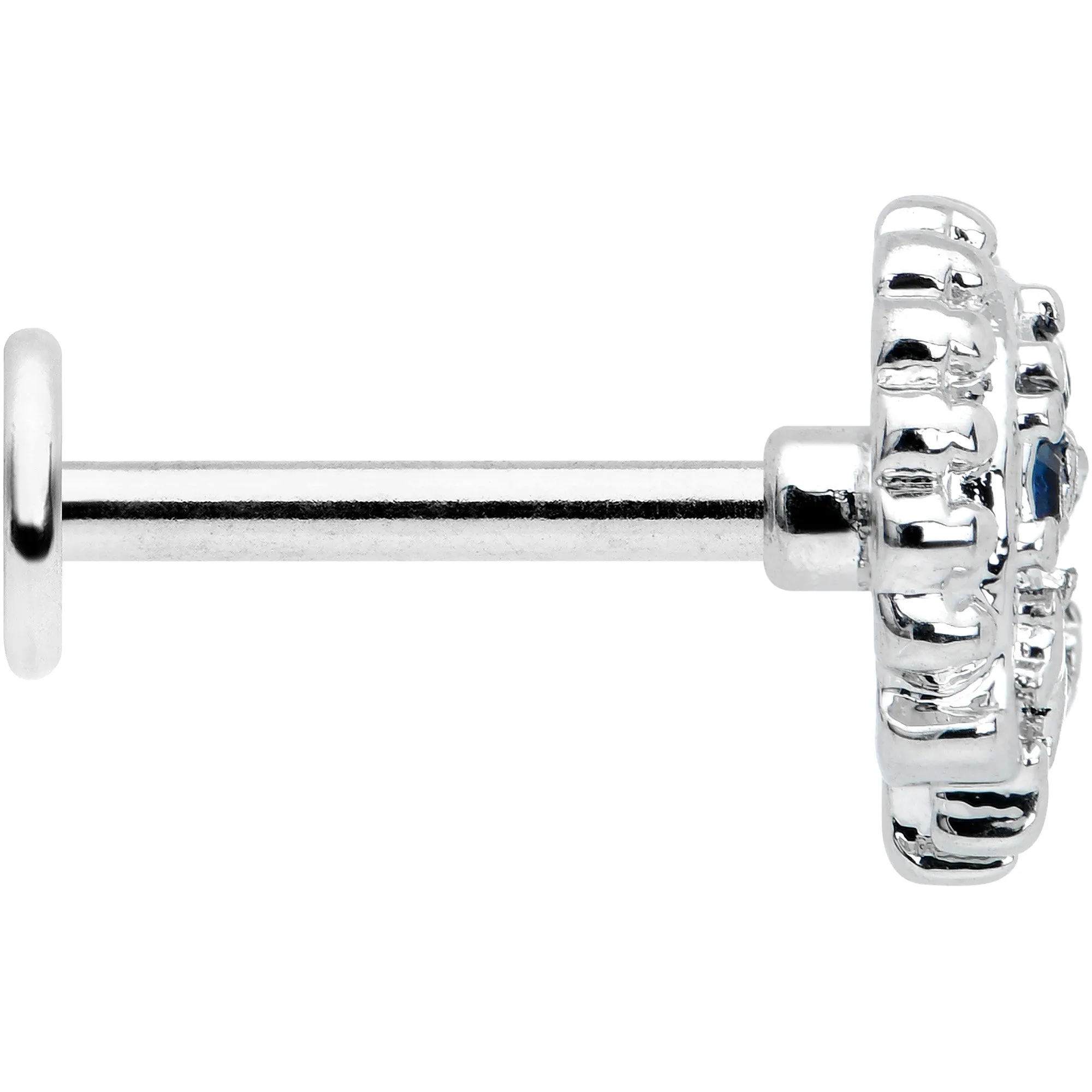 16 Gauge 5/16 Blue Clear Gem Abstract Arch Labret Monroe Tragus