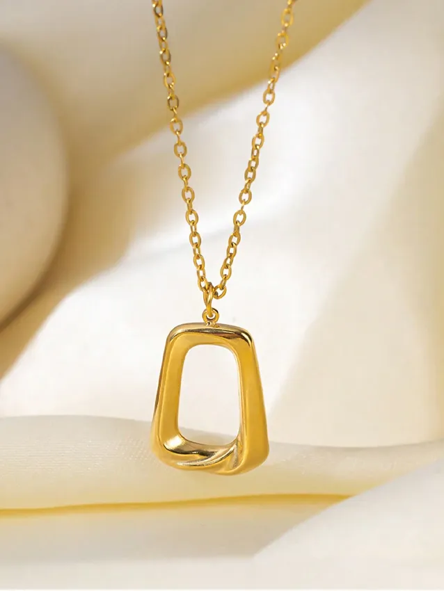 1pc  Geometric Square Collarbone Chain Necklace With Earrings